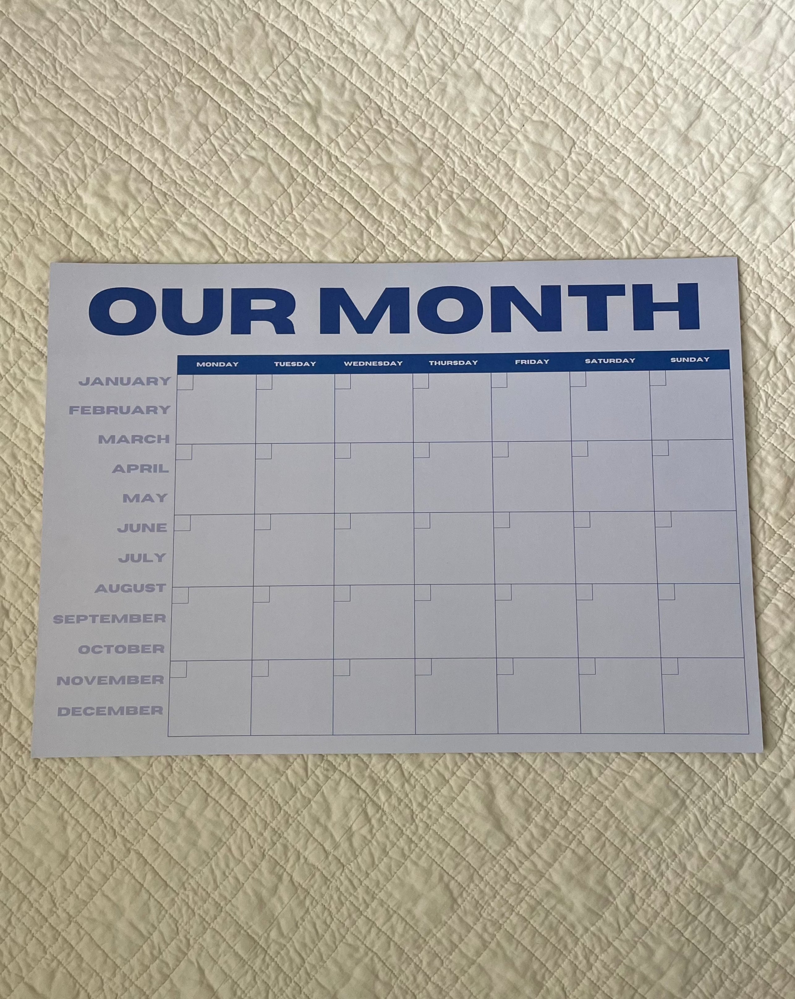 Notre planificateur mensuel - Bleu