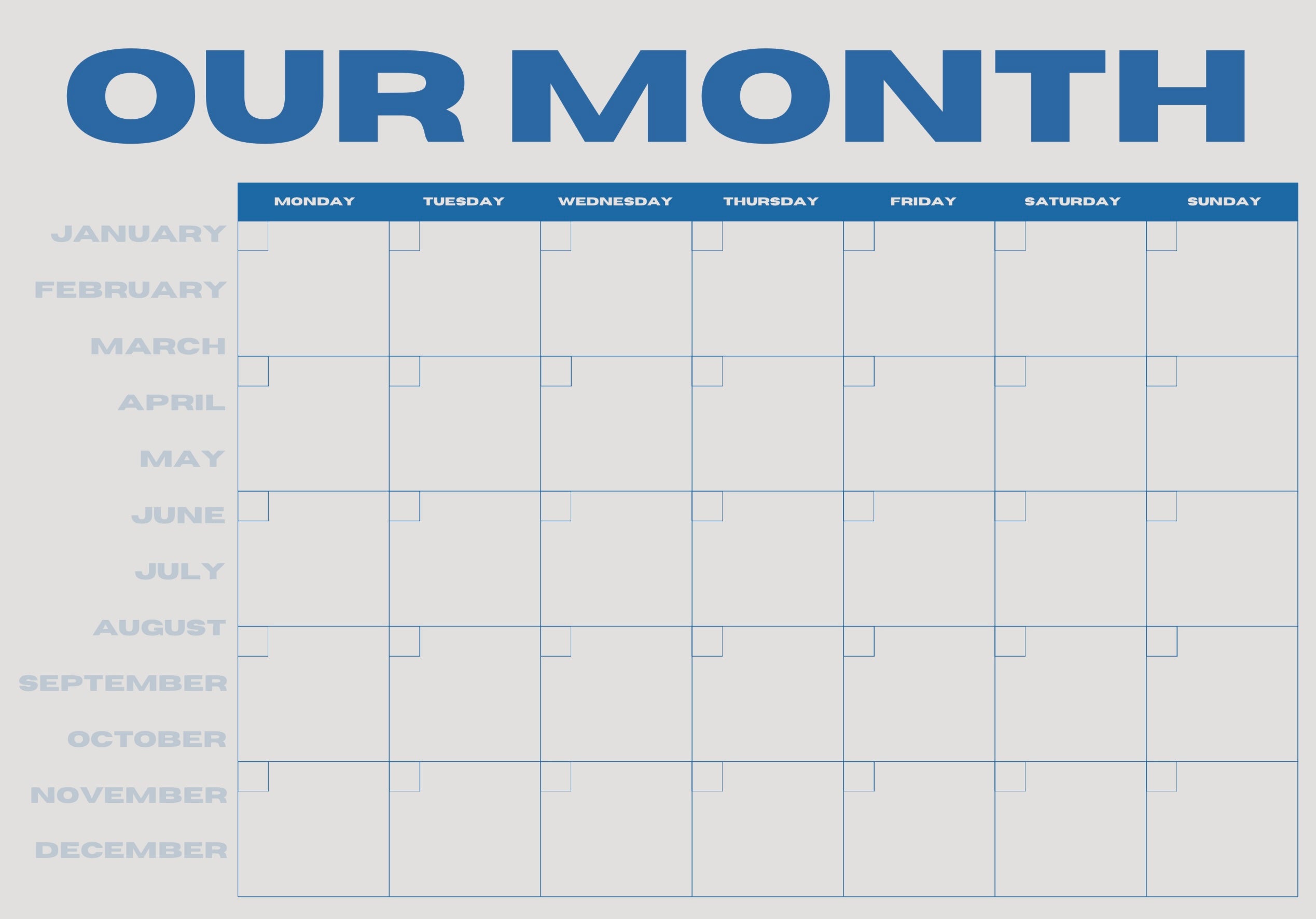 Notre planificateur mensuel - Bleu