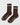 Pair of brown socks with white stripes and 'Le Bon Shoppe' branding on a light gray background