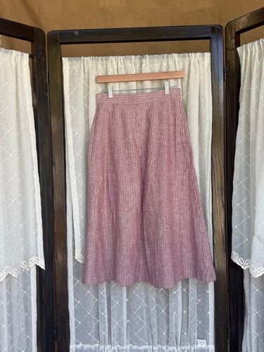 Pink Stripe Button Skirt