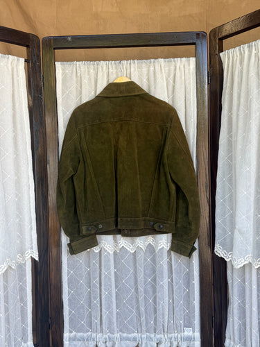 Ibex of England Green Suede Trucker Jacket