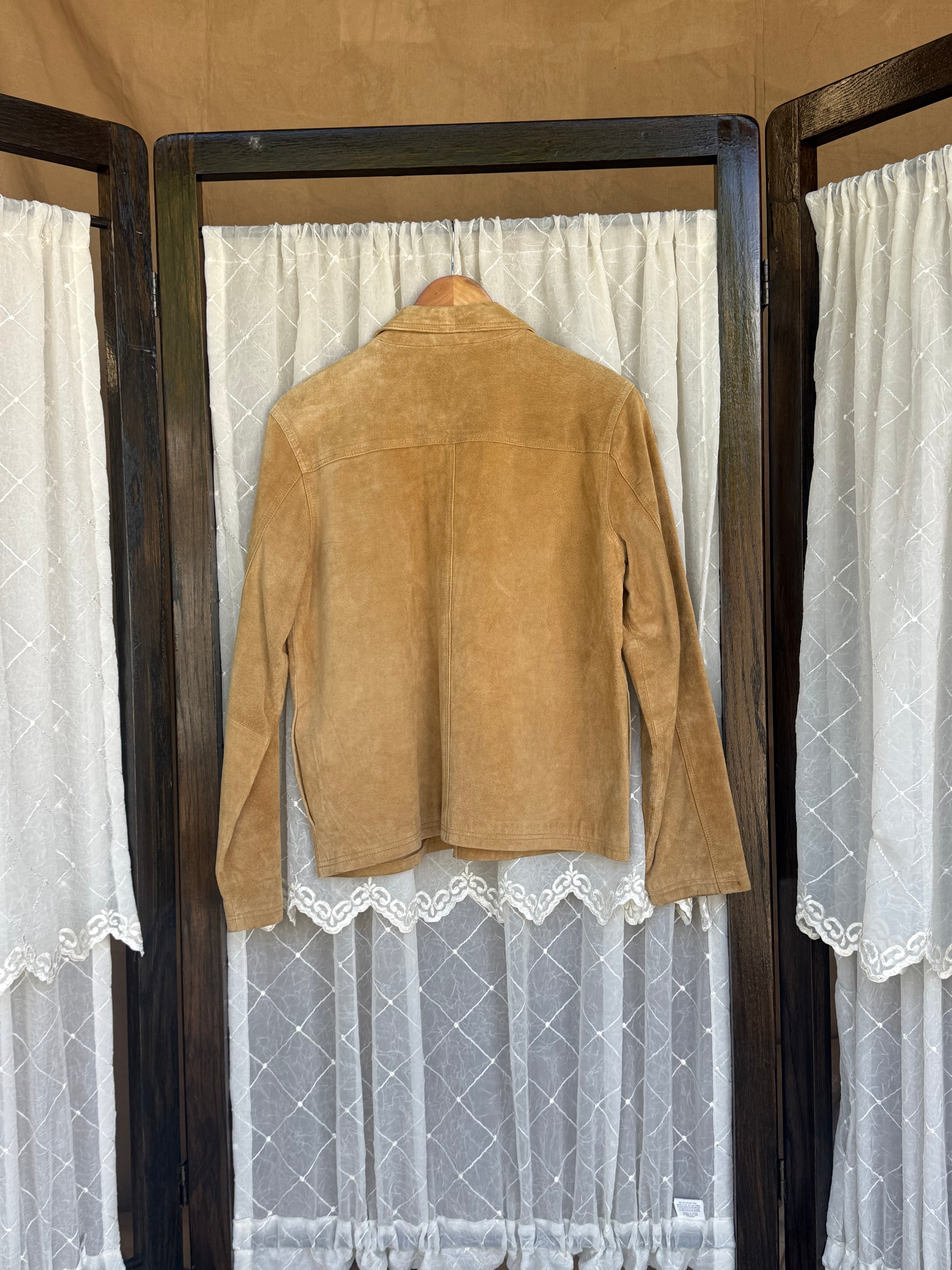 Tan suede floral embroidery jacket