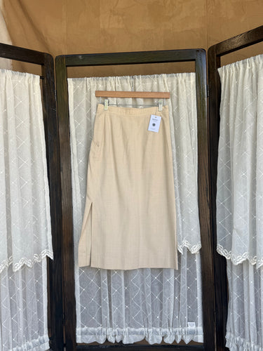 Brown Pleated Silk Midi Skirt