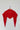 Red garment on a hanger against a white background