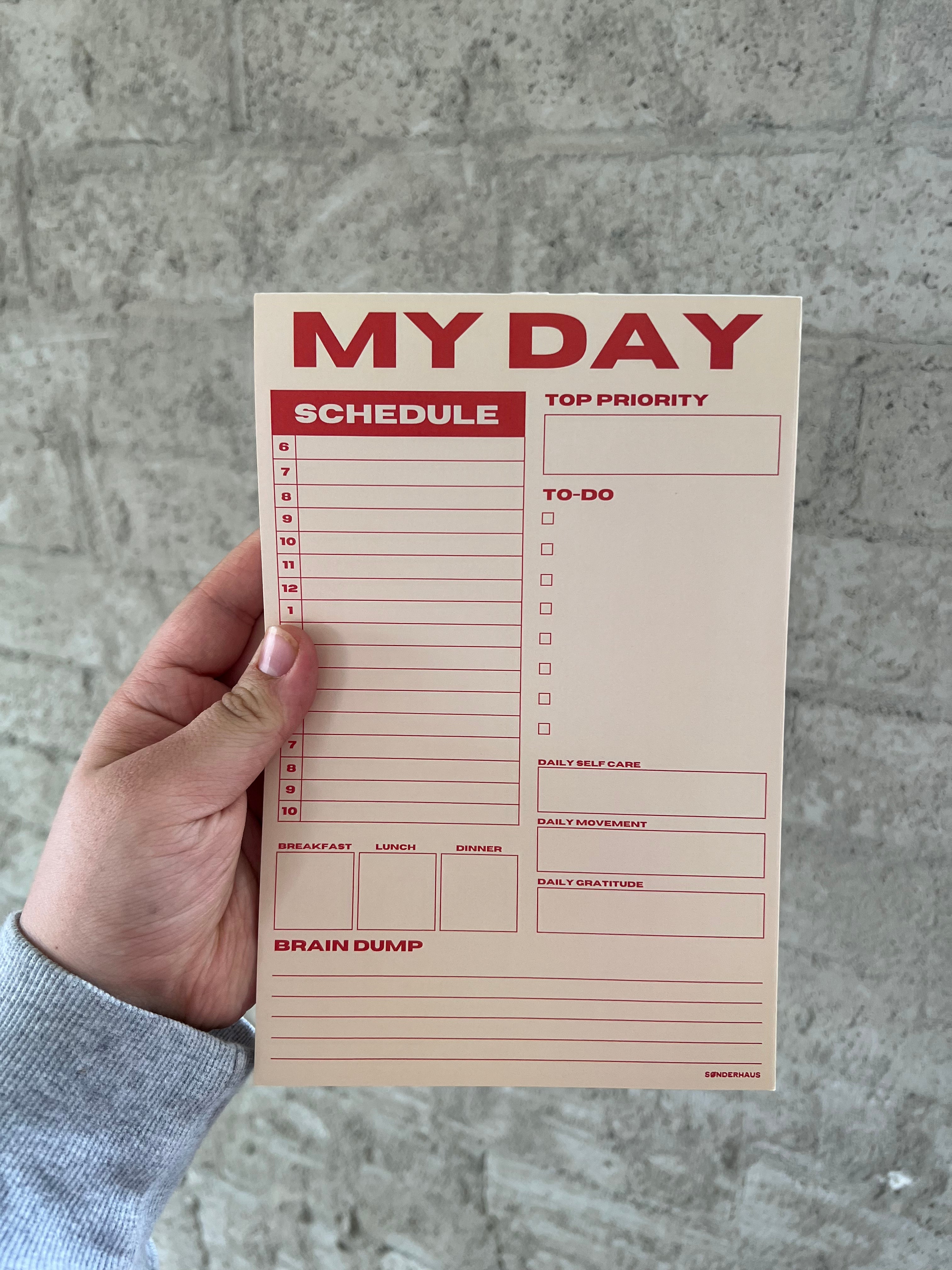 Daily Planner Pad - Yellow/Red