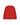 Red knit sweater with rolled hems on a white background.