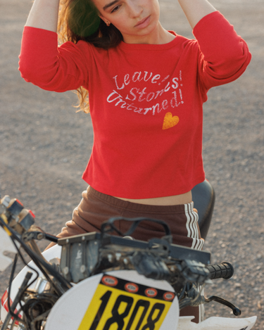 "Leave Stones Unturned" Tee in Red - Preorder