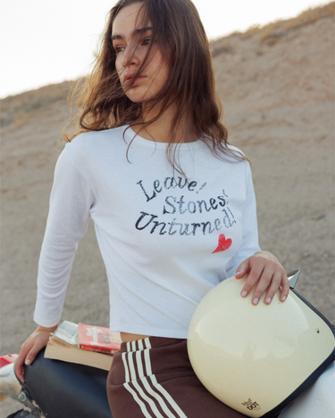 "Leave Stones Unturned" Tee in White - Preorder