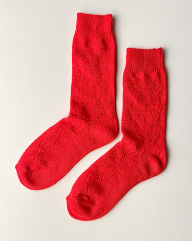 Modal Eyelet Socks - Poppy Red