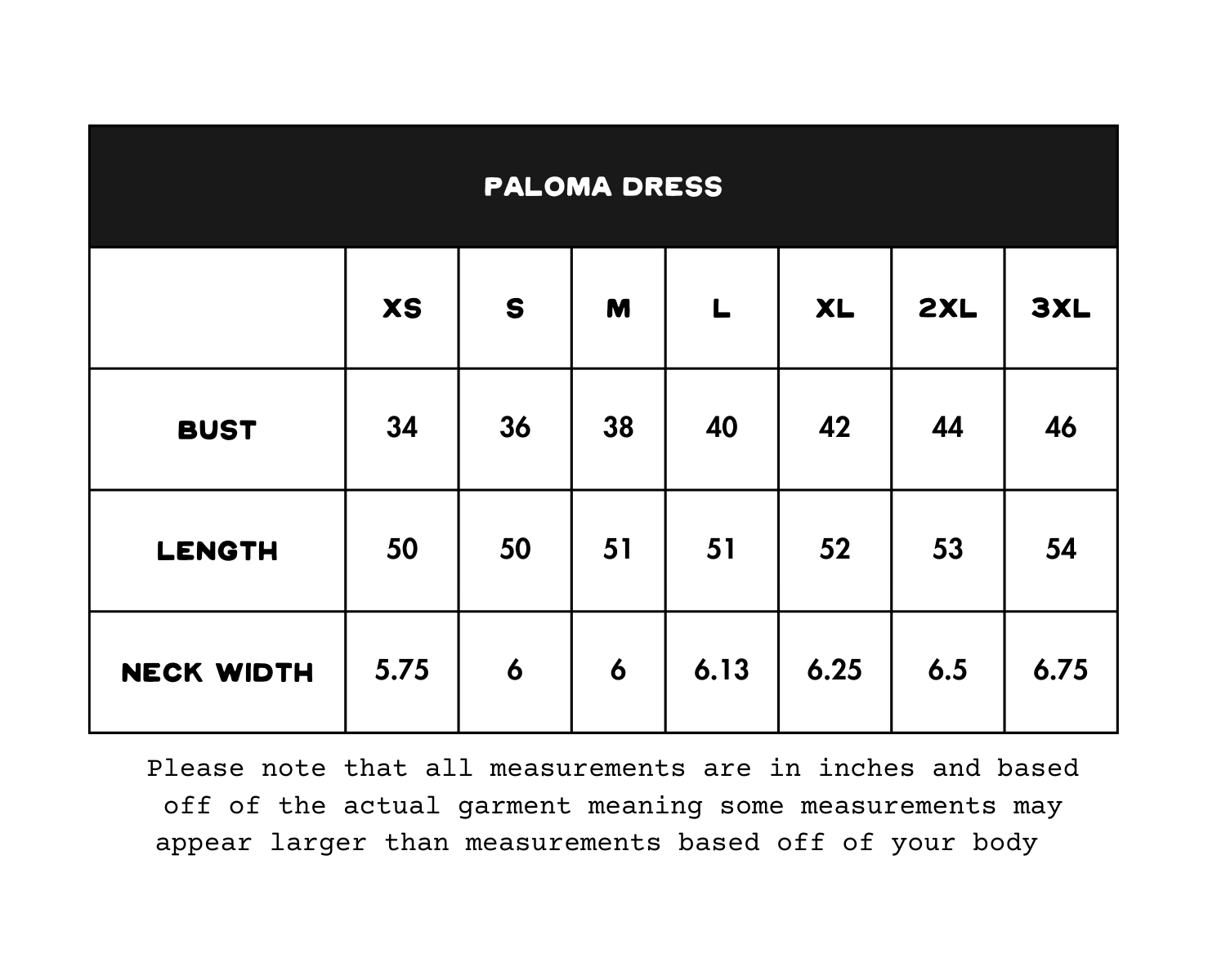 Size Chart