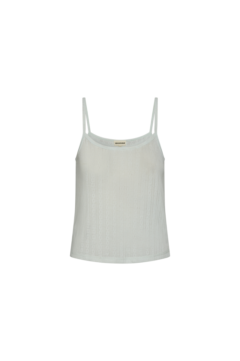 Perfect Pointelle Tank in Barely Blue