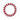 Red and white striped circular object on a white background