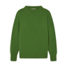Kelly green sweater on a white background.
