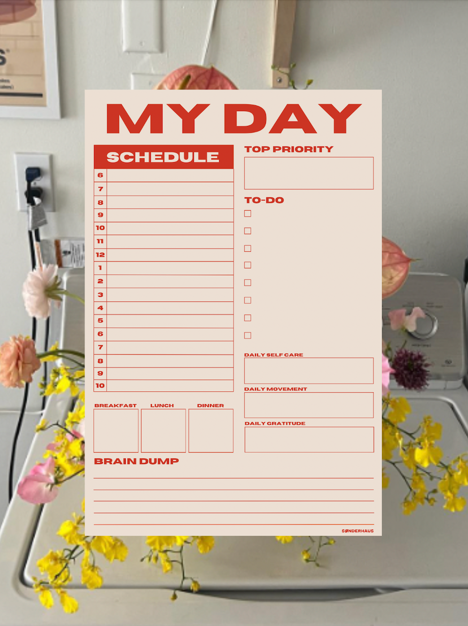 Daily Planner Pad - Pink/Red
