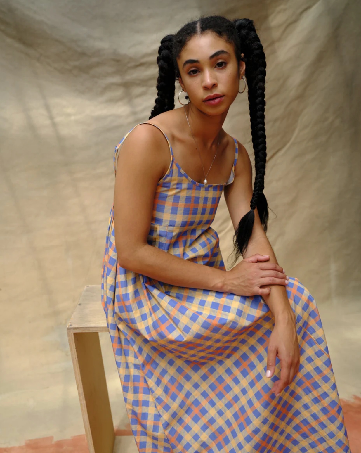 Seconds-Picnic Dress-Blue/Yellow Plaid