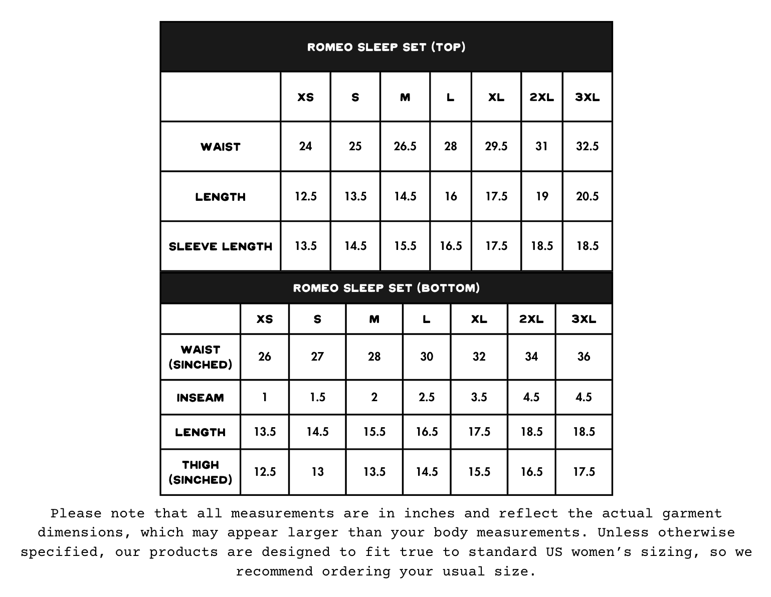 Size Chart