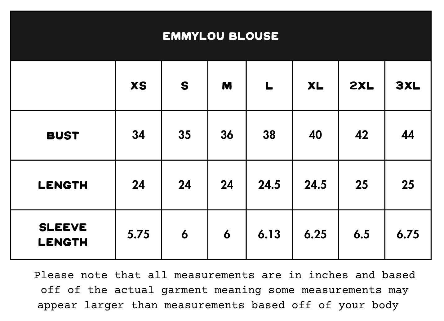 Size Chart