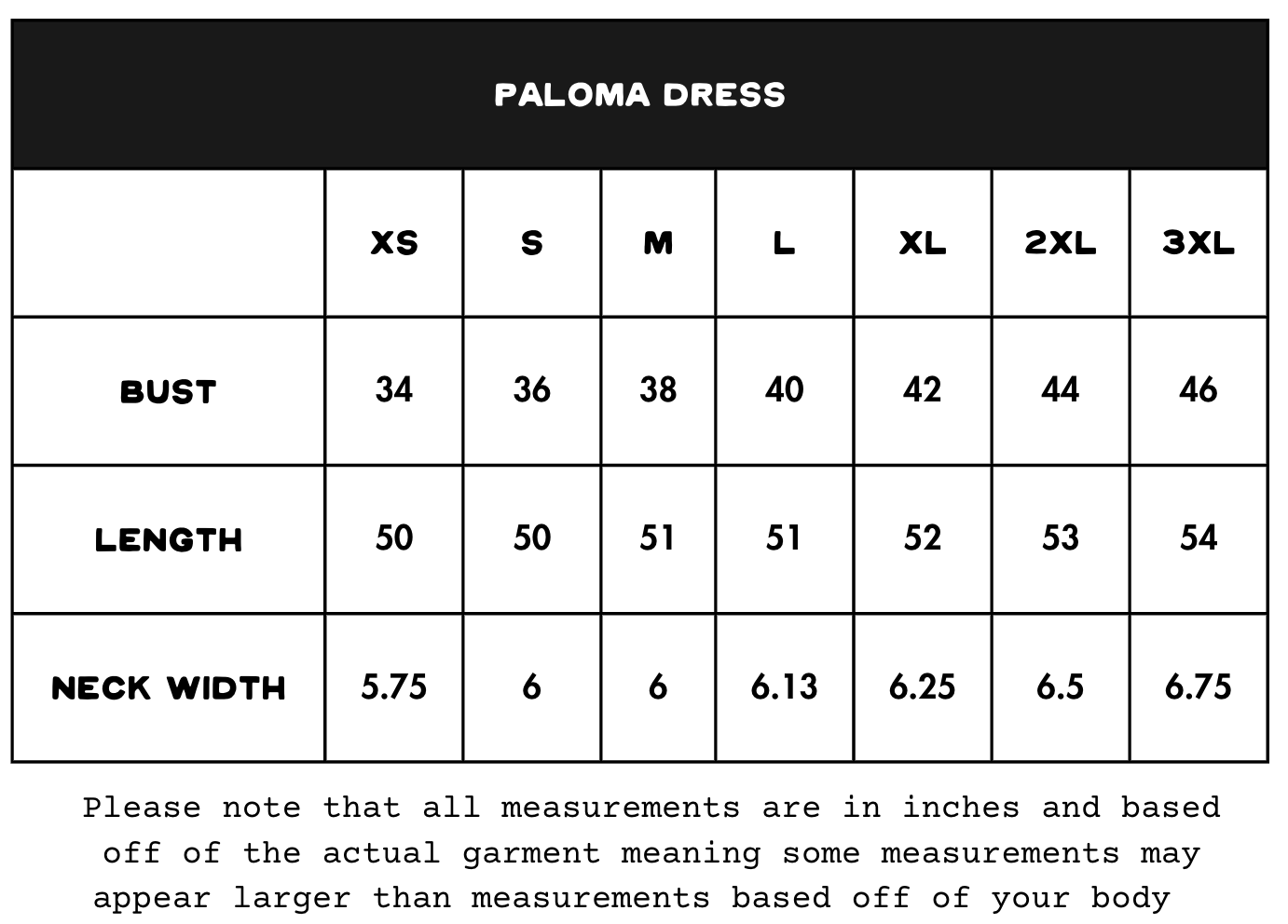 Size Chart