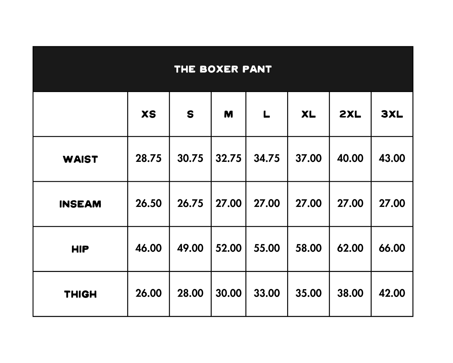 Size Chart