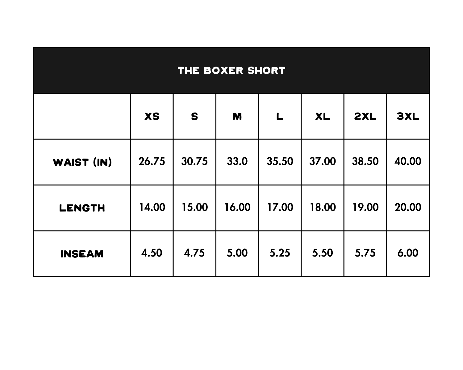 Size Chart