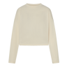 Cream long sleeve top with pointelle details on a white background.