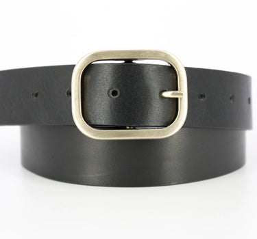 Black Leather Belt Rectangle Buckle